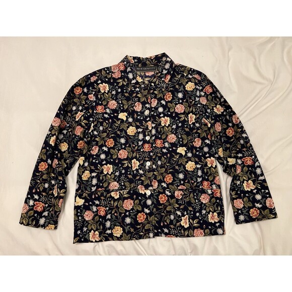 NEW IDENTITY Over shirt Blazer Floral Women’s Size Medium 100% Cotton - Picture 1 of 9